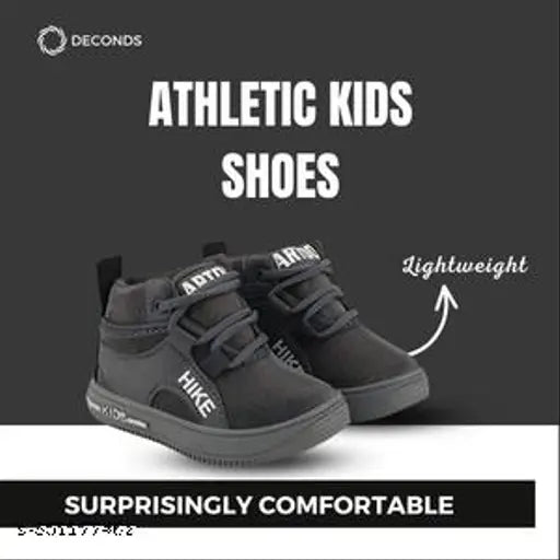 DECONDS athletic kids shoes, black, soft material, for boys and girls, ages 2 to 45 years, with free socks