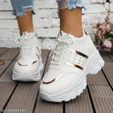 White mesh and rubber SALMA FOOTWEAR casual shoes, lace-up style for women in gold color