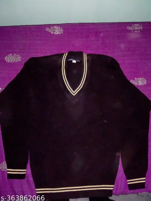 Coffee-colored wool school sweater, long sleeves, for kids ages 5-9 years