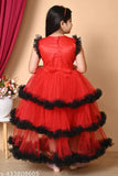 Red ruffled modern girls dress