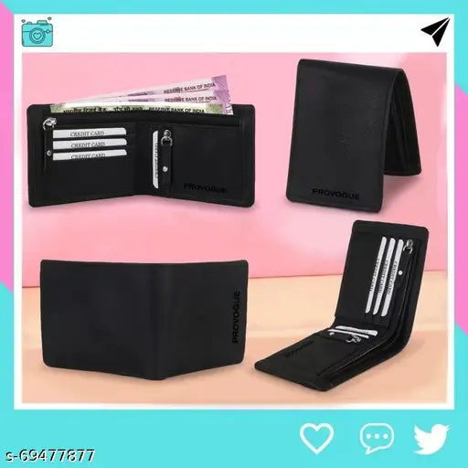 PU Classic World Casual wallet for men, free size bi-fold design with 2 compartments, ideal for daily use