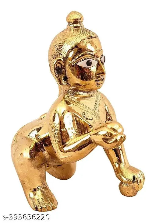 Brass Laddu Gopal 1No size idol with 13 dress package, traditional Indian god figure