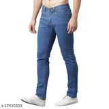 Designer Lycra men's jeans, solid net fabric, trendy fit - three sizes available: 28, 30, 32, 34, 36 (Waist/Hip/Length as described). Made in India