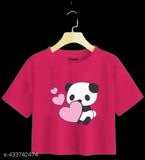 Stylish latest printed cotton blend crop top T-Shirts for girls - pack of 2, featuring fun prints and short sleeves