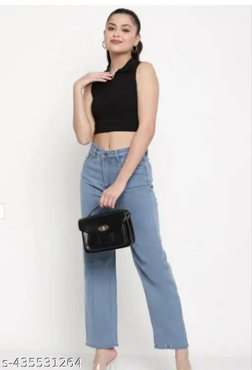 Black cotton crop top, sleeveless, casual wear for women