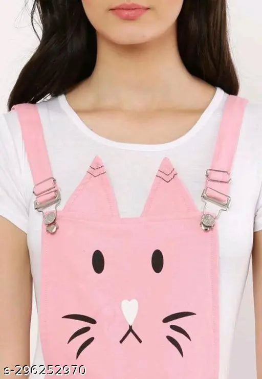 Printed cotton cat jumpsuit for women, short sleeves, country of origin: India