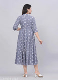 Rayon embroidered Anarkali kurti in Sanganeri print, perfect for traditional occasions, size S-XXXXL