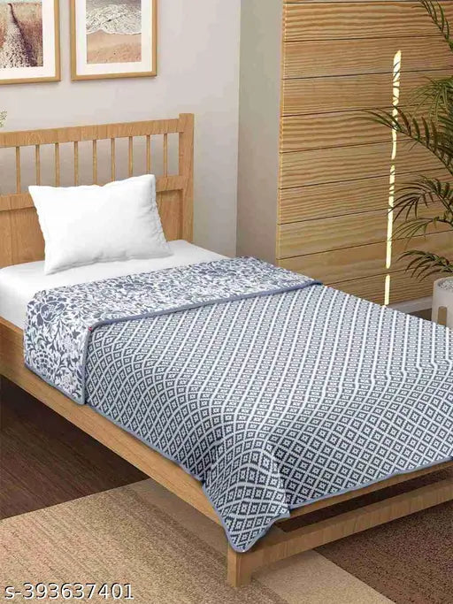 Floral print, 3-layer Mulmul feel pure cotton reversible single bed dohar/quilt blanket (60x100), premium quality with hand block printed design. Ideal for AC rooms and cozy bedroom decor