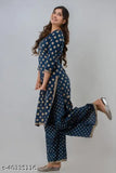 Rayon gold foil print straight kurta set with palazzos for women, India