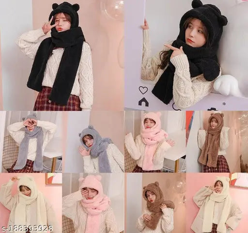 Black, white, and tan Tomkot hoodie hat, pack of assorted multifunctional scarves for women, breathable, casual, lovely, pockets