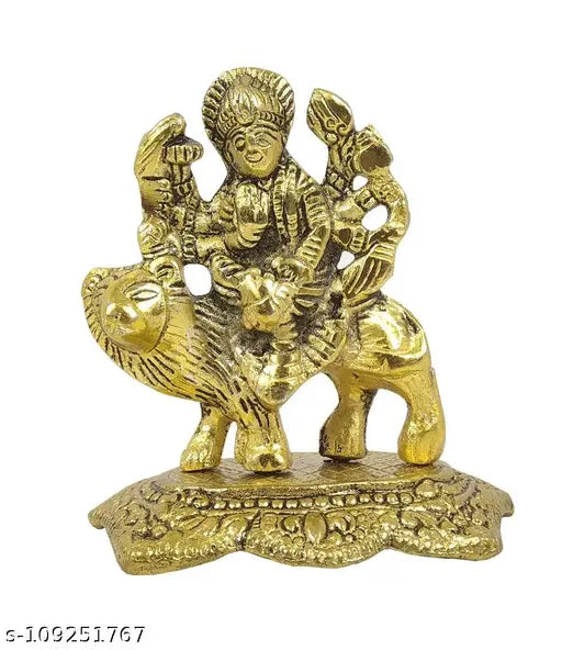 Metal Maa Durga Shera Wali statue, handcrafted Hindu god Idol for home decor and office gifts