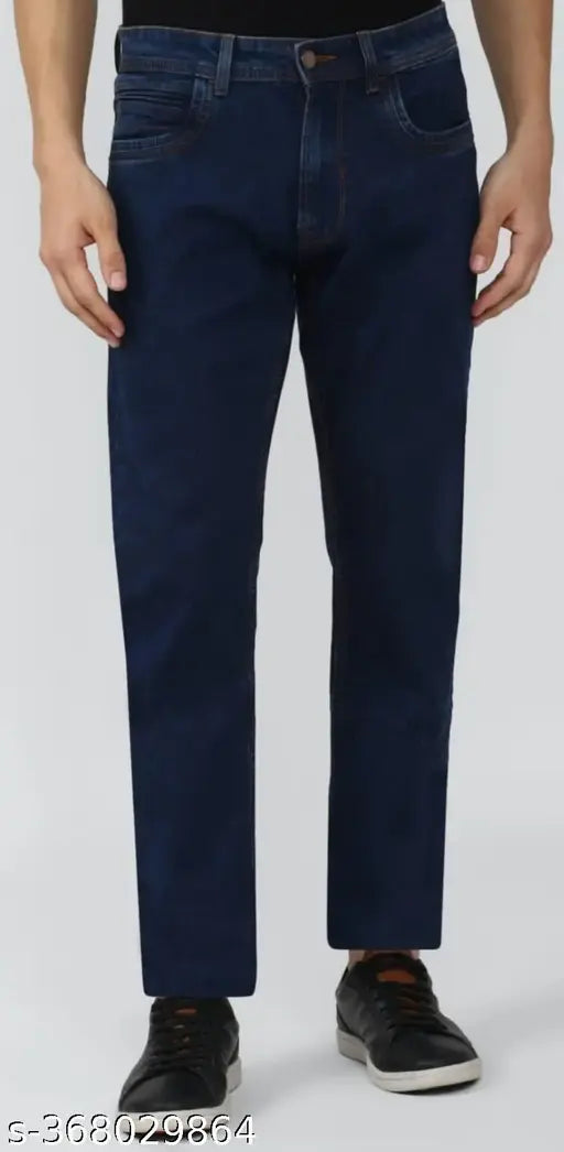 Clubrocks dark blue men's cotton checked jeans, size 28-36 for stylish fit and comfort