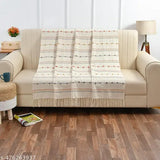 Cotton fringed throw blanket, for sofa or bed, HomewayTex brand, 52x70 inches, elasticized ends