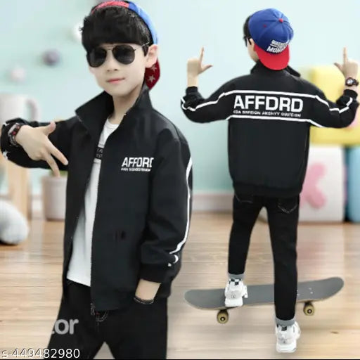 Stylish boys print jacket with AFORD text