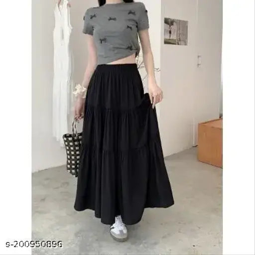 Rayon western skirt, kk.casual latest style for women, solid net pattern, size 24/26/28/30/32/34/36/38/40/42/XS, made in India