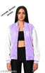 Lavender fleece bomber jacket for women, solid color with NY patch