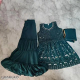 Georgette Sharara Splendor dance colors sleeveless kurti for kids (1-15 years), India