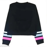 Black cotton blend sweatshirt, 250GSM, multicolor glitter print, winter essential for kids (5-9 years)
