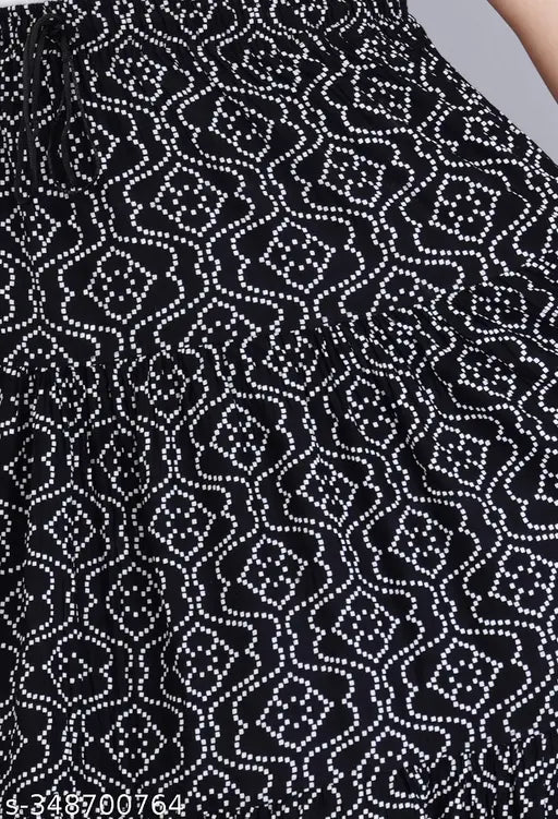 Black printed long skirt for women