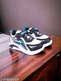 Pair of blue and white PVC casual shoes with a clear crystal center