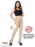 Brown cigarette pant with a woman posing