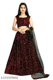 Velvet and net embellished kids' lehenga cholis with various sizes for ages 5-14 years, originating from India