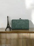 Attractive blue faux leather womens purse with metal zipper
