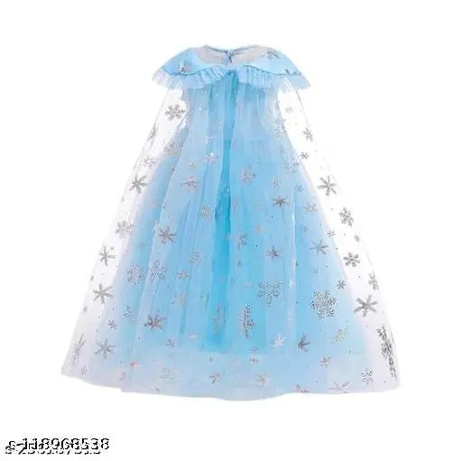 Blue Elsa Frozen princess dress, embellished net fabric with short sleeves for kids aged 2-10 years