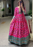 Pink and green printed kurta