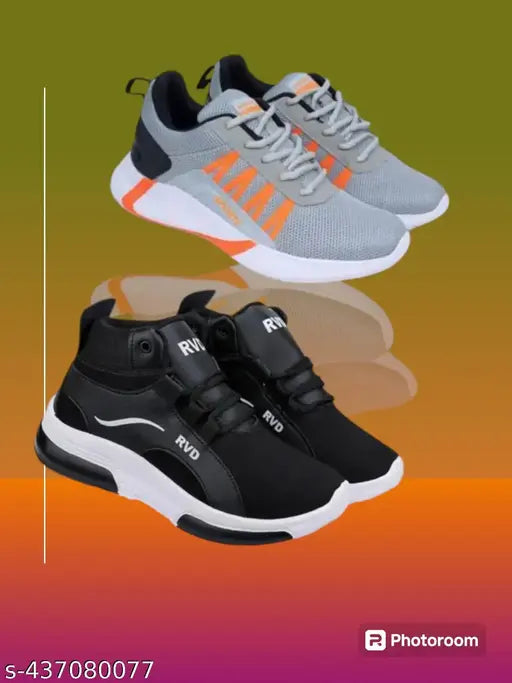 NCC pack of 22s sporty sneakers for men, available in black, red, and blue colors, featuring black laces and matching soles