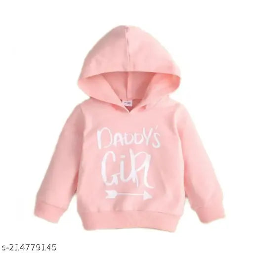 Cotton blend long sleeve hoodie sweatshirt for infant boy and girl, printed with cute designs, attached hood and side pockets. Soft and stylish for regular wear or gifting purposes
