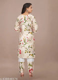 Printed scuba fabric two-piece set for women, coordinated top and bottom in trendy design, Indian origin