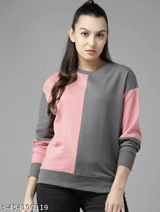 Cotton colorblocked full sleeve top for women and girls, comfortable and stylish for fall and winter wear
