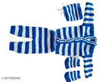 Soft, skin-friendly striped wool sweater set with pants & booties for kids, ideal winter/semi winter wear, handmade in India
