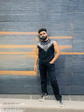 Sleeveless cotton t-shirt with Sandow Honey Singh design, vibrant print on Indian-made apparel