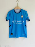 Manchester City Home Jersey 2024/25, polycotton short-sleeved football jersey with Debruyne print on net pattern, size M (38in chest)