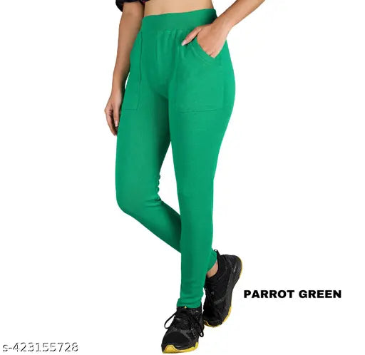 Cotton blend solid Packt Jeggings by KARARO Fashion - Breathable, elastic mid-waist yoga pants for activewear and casual wear