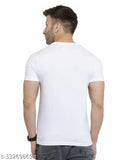 White polycotton Ganpati printed men's half sleeve t-shirt, premium quality, eye-catching design, versatile white hue