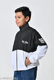 Black jacket with white stripes, hooded