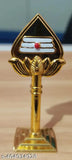 Gold metal Lord Murugan Vel idol for pooja, traditional ethnic design, height 3 inches