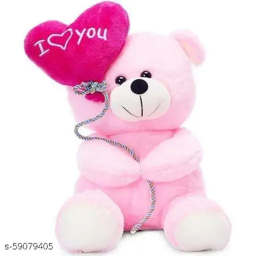 Pink Heart Teddy Bear & Penguin (Fiber Net), India - Soft, Cuddly, Non-Toxic toy for loved ones