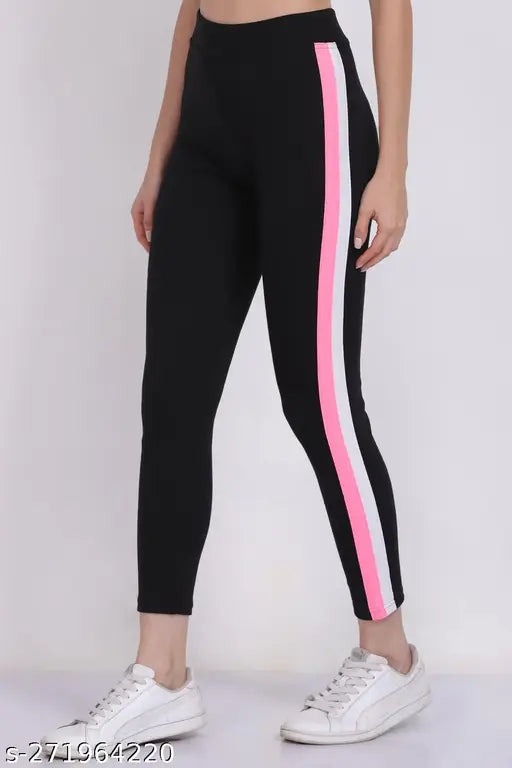 Striped elastane jegging - stylish N jegging with 36-inch length, origin India