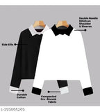 Black and white cotton blend casual t-shirt combo, trending Westernwear style with long sleeves