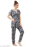 Satin printed kaftan and pyjama set, RILO night suit in India-made soft satin fabric