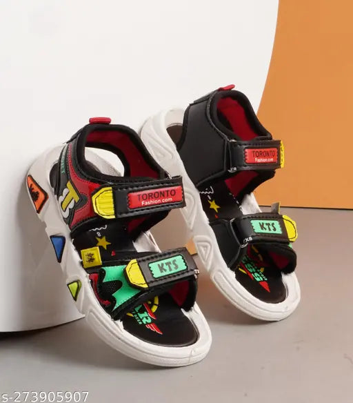 Colorful, sporty casual kids sandals, with Velcro closure and a logo on top