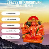 Resin Hanuman idol, 6-inch Panchmukhi figure for home & office decor. Embodies strength, courage, and positive energy