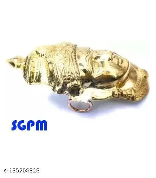 Brass Ammavari face Varalakshmi decorative showpiece, 18x8.5 cm, Indian gold idols on display