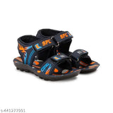 Blue sandal with ankle strap and black accents