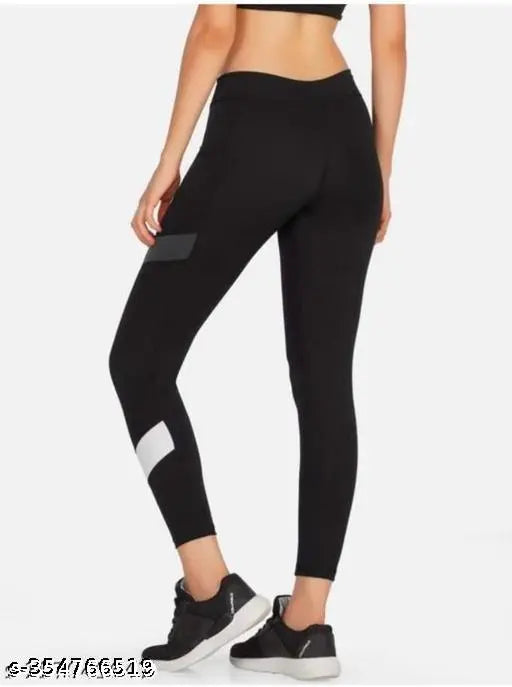 Stretchable striped sports track pants for women's workout, cotton blend yoga gym jeggings, size 28-34 inch - India