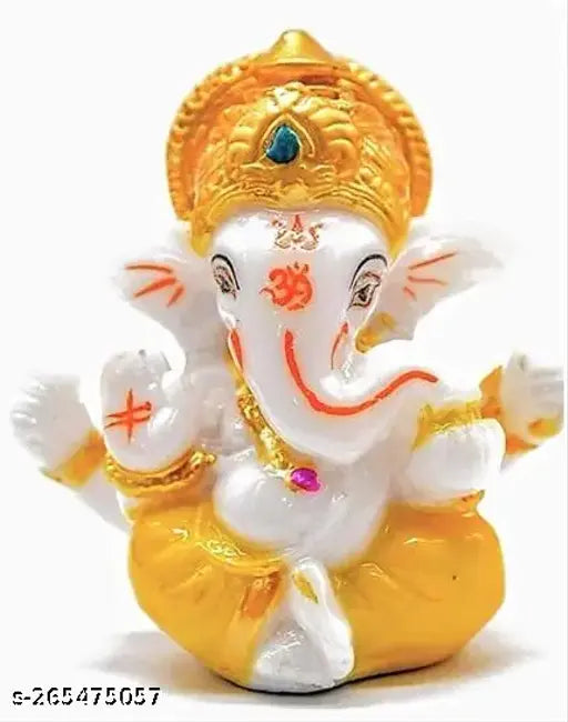 Yellow, orange, white, pink Pagdi Resin Ganesha Statue for home temple decoration or car dashboard